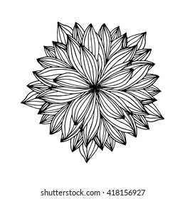 Zentangle mandala for coloring book and adults. Made by trace from personal hand drawn sketch. Black and white