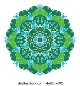 Zentangle mandala for coloring book and adults. Made by trace from personal hand drawn sketch. 
