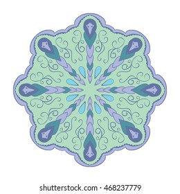 Zentangle mandala for coloring book and adults. Made by trace from personal hand drawn sketch. Black and white