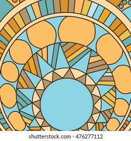 Zentangle mandala for coloring book and adults. Made by trace from personal hand drawn sketch. 