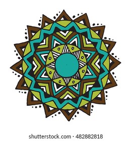 Zentangle mandala for coloring book and adults. Made by trace from personal hand drawn sketch. 