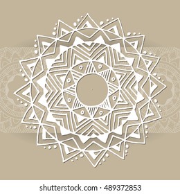 Zentangle mandala for coloring book and adults. Made by trace from personal hand drawn sketch. Perfect to wedding invitation.