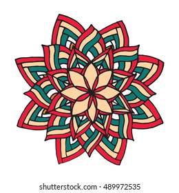 Zentangle mandala for coloring book and adults. Made by trace from personal hand drawn sketch. 