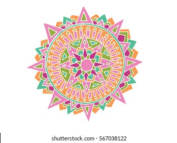 Zentangle mandala for coloring book and adults. Made by trace from personal hand drawn sketch.