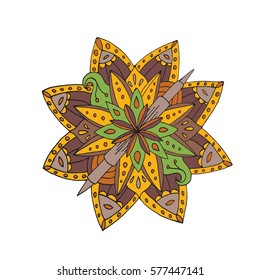 Zentangle mandala for coloring book and adults. Made by trace from personal hand drawn sketch. 