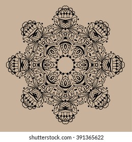 Zentangle mandala - coloring book page for adults, relax and meditation, vector, doodle