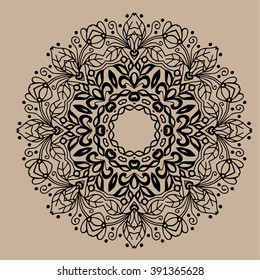 Zentangle mandala - coloring book page for adults, relax and meditation, vector, doodle