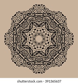 Zentangle mandala - coloring book page for adults, relax and meditation, vector, doodle