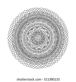 Zentangle mandala decorative ornament design for adult coloring book page. Vector illustration