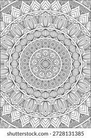 Zentangle Mandala Handmade Black And White Coloring Page Art Hobby Medium Leval Mandala Design Vector