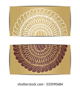 Zentangle mandala for invitations and adults. Made by trace from personal hand drawn sketch. Flower on golden background
