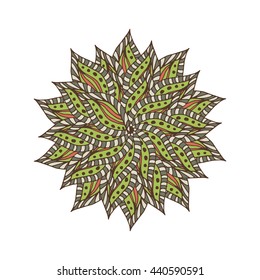 Zentangle mandala pattern for scrapbooking and textile. Made by trace from personal hand drawn sketch. Medallion, flower mandala, print