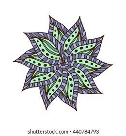 Zentangle mandala for scrapbooking and textile. Made by trace from personal hand drawn sketch. Medallion, flower, print