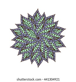 Zentangle mandala for scrapbooking and textile. Made by trace from personal hand drawn sketch. Medallion, flower mandala, print