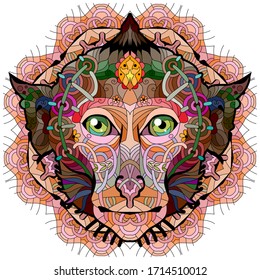 Zentangle monkey head with mandala. Hand drawn decorative vector illustration