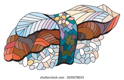 Zentangle nigiri with eel. Hand drawn decorative vector illustration