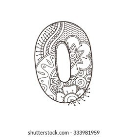 Zentangle number. Vector decorative number can be used for web design, print cards, booklets, flyers, textile t-shirts and other.