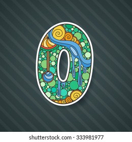 Zentangle number. Vector decorative number can be used for web design, print cards, booklets, flyers, textile t-shirts and other.