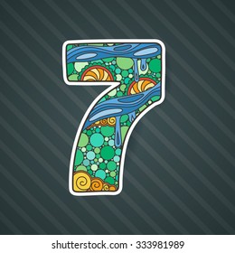 Zentangle number. Vector decorative number can be used for web design, print cards, booklets, flyers, textile t-shirts and other.