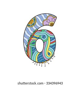 Zentangle number. Vector decorative number can be used for web design, print cards, booklets, flyers, textile t-shirts and other.