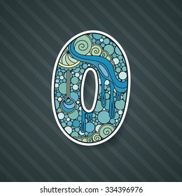 Zentangle number. Vector decorative number can be used for web design, print cards, booklets, flyers, textile t-shirts and other.
