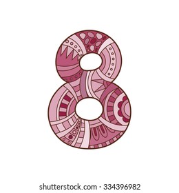 Zentangle number. Vector decorative number can be used for web design, print cards, booklets, flyers, textile t-shirts and other.