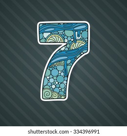 Zentangle number. Vector decorative number can be used for web design, print cards, booklets, flyers, textile t-shirts and other.
