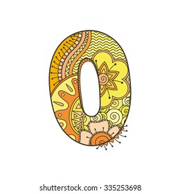 Zentangle number. Vector decorative number can be used for web design, print cards, booklets, flyers, textile t-shirts and other.