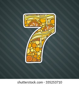 Zentangle number. Vector decorative number can be used for web design, print cards, booklets, flyers, textile t-shirts and other.