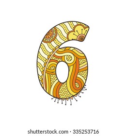 Zentangle number. Vector decorative number can be used for web design, print cards, booklets, flyers, textile t-shirts and other.