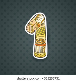 Zentangle number. Vector decorative number can be used for web design, print cards, booklets, flyers, textile t-shirts and other.