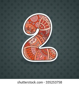 Zentangle number. Vector decorative number can be used for web design, print cards, booklets, flyers, textile t-shirts and other.