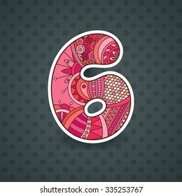 Zentangle number. Vector decorative number can be used for web design, print cards, booklets, flyers, textile t-shirts and other.