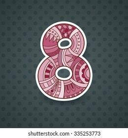 Zentangle number. Vector decorative number can be used for web design, print cards, booklets, flyers, textile t-shirts and other.