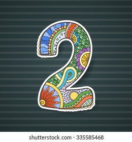 Zentangle number. Vector decorative number can be used for web design, print cards, booklets, flyers, textile t-shirts and other.