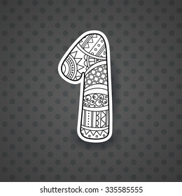 Zentangle number. Vector decorative number can be used for web design, print cards, booklets, flyers, textile t-shirts and other.