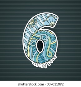 Zentangle number. Vector decorative number can be used for web design, print cards, booklets, flyers, textile t-shirts and other.