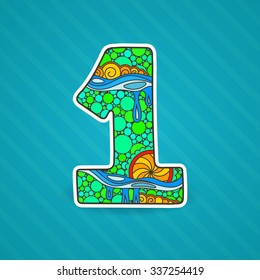 Zentangle number. Vector decorative number can be used for web design, print cards, booklets, flyers, textile t-shirts and other.