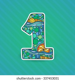 Zentangle number. Vector decorative number can be used for web design, print cards, booklets, flyers, textile t-shirts and other.