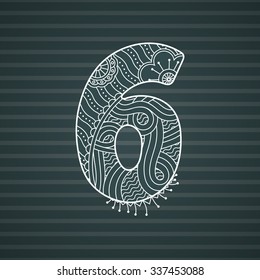 Zentangle number. Vector decorative number can be used for web design, print cards, booklets, flyers, textile t-shirts and other.