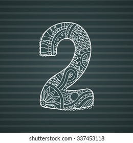 Zentangle number. Vector decorative number can be used for web design, print cards, booklets, flyers, textile t-shirts and other.