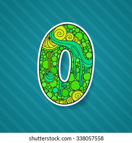 Zentangle number. Vector decorative number can be used for web design, print cards, booklets, flyers, textile t-shirts and other.