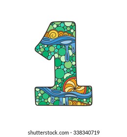 Zentangle number. Vector decorative number can be used for web design, print cards, booklets, flyers, textile t-shirts and other.