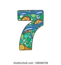 Zentangle number. Vector decorative number can be used for web design, print cards, booklets, flyers, textile t-shirts and other.