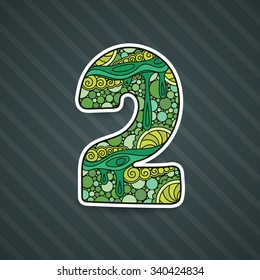 Zentangle number. Vector decorative number can be used for web design, print cards, booklets, flyers, textile t-shirts and other.