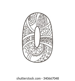 Zentangle number. Vector decorative number can be used for web design, print cards, booklets, flyers, textile t-shirts and other.