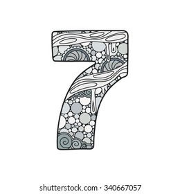 Zentangle number. Vector decorative number can be used for web design, print cards, booklets, flyers, textile t-shirts and other.
