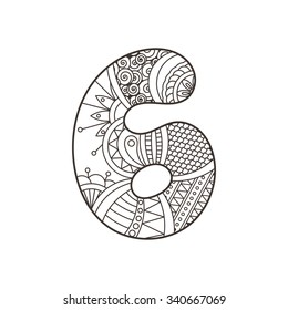 Zentangle number. Vector decorative number can be used for web design, print cards, booklets, flyers, textile t-shirts and other.