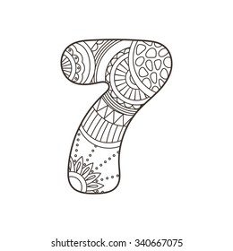 Zentangle number. Vector decorative number can be used for web design, print cards, booklets, flyers, textile t-shirts and other.