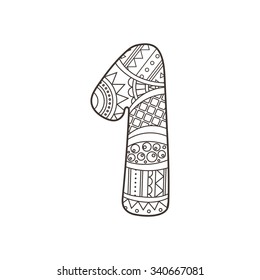 Zentangle number. Vector decorative number can be used for web design, print cards, booklets, flyers, textile t-shirts and other.